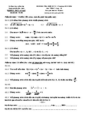 Đề kiểm tra kỳ II môn Toán  Lớp 10 (đề chính thức)